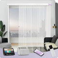 Graywind Motorized Vertical Blinds Compatible with Alexa Google Privacy Reversible Blackout Smart Vertical Blind Remote Control Track Slats Set for Home Office(Dimout Streamline White)