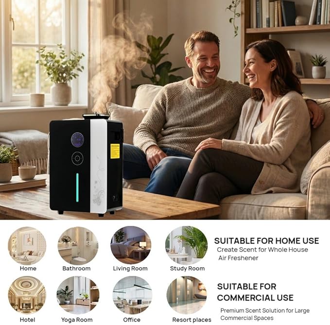 Diffuser - WiFi Air Machine for Home & Commercial Use, Covers 7500 sq. ft., Waterless Cold- Air Nebulizing HVAC Oil Diffuser for Large Room, Hotel, Spa, Office