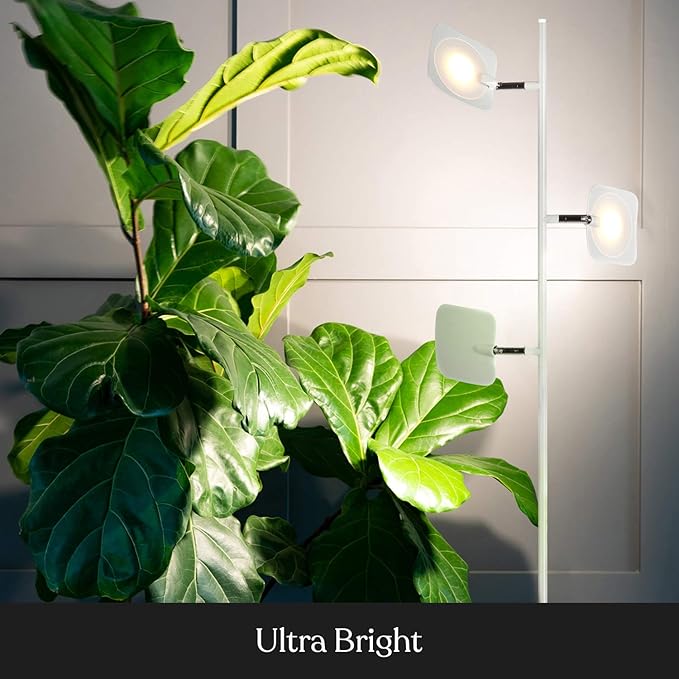 Brightech Tree Floor Lamp for Living Rooms & Offices, Dimmable Standing Lamp for Bedroom Reading, LED Spotlight Floor Lamp, Tall Lamp with Adjustable Panels for Minimal Space Use - White
