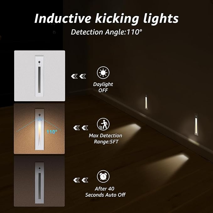 SCON Motion Sensor Step Lights, Wired LED Stair Light for Indoor Use, Operated Automatic Motion Sensing Bright Lighting for Stairs Hallway/Pathway and Entryway Safety(3W/3000K/NODIM)