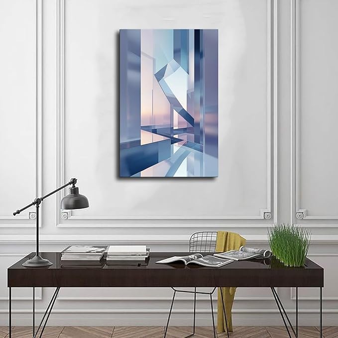 Futuristic Minimalist Wall Art – Abstract Digital Geometry Print – Modern Tech-Inspired Home Decor for Office & Living Room Art Wall Decoration Poster Family Bar Restaurant Garage Cafe Art Sign Gift 2