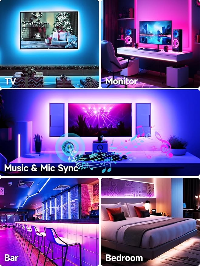 TV LED Lights, 18.0ft LED Lights for 40-75 Inch TV Behind Lighting, RGB Color Changing TV Backlight with APP & Remote Control, Music Sync USB LED Strip Light for Bedroom Gaming Room Decor