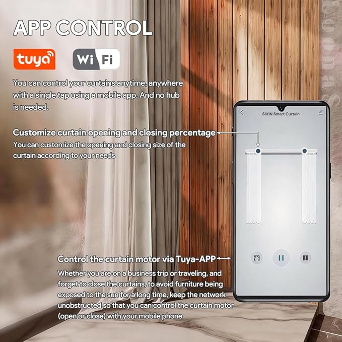 Mini Smart WiFi Curtain Track System Motorized for Ripple Fold, Automatic Curtain Opener with Remote, Electric Drapery Rods Compatible with Alexa & Google Home (7 meters (275.6 inches))