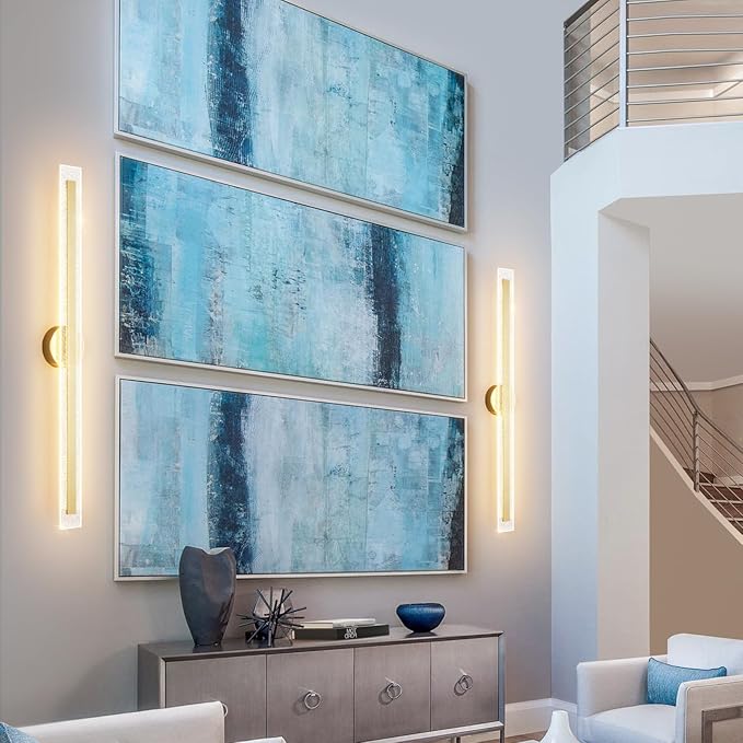 Modern Wall Sconces 31.5In Gold Wall Light Fixtures 3000K Dimmable LED Sconce Lighting Indoor Hardwired Wall Lamps for Living Room Bedroom Hallway Stairs
