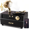 Daroma Essential Oil Diffuser, Retro Phonograph Design with Music Player, 7-Color LED Lights, Low-Noise Aromatherapy Humidifier for Home Office, Unique Gift Idea (Black)