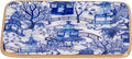 Jaye’s Studio Garden Party Decorative White and Blue Soap Dish for Bathroom, Enamel Tray, Vanity Tray for Dresser, Countertop, Sink Soap Tray for Desk, Jewelry Tray Gold, Key Plate, Chinoiserie Decor