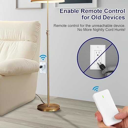 Remote Switch Outlet, GreenCyle 3 Outlet Plug with Remote, Wireless On/Off Light Switch Wall Mounted, 15A/1500W, TUV Listed, No Wiring Needed, 500ft RF Range, for Lamps, Fans, Household Appliances