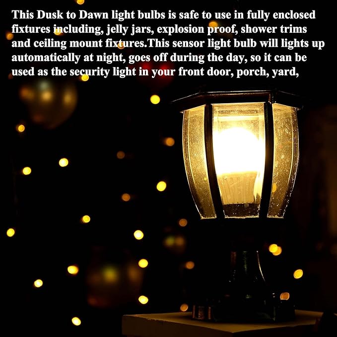 Taysing LED 40W Equivalent Smart Light Sensor Bulb, 5W 500lm E26 Soft White 4 Pack, Dusk to Dawn Light Bulbs for Indoor/Outdoor Use