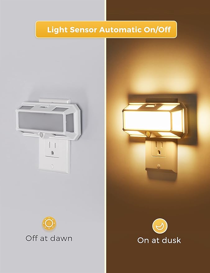 L LOHAS LED Super Bright Night Light, Night Lights Plug into Wall [2 Pack], 0-250LM LED Night Light with Light Sensor, 2W Dimmable Nightlight, Soft White 3000K for Bathroom, Adults Kids Room, Stairway