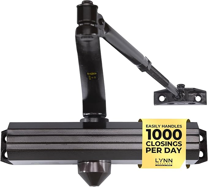 LYNN HARDWARE Medium/Heavy Duty Automatic Door Closer (Dark Bronze) - Commercial Grade, Contractors Choice, Adjustable Speed & Force, 3 Mounting Options, 3 Hour Fire Rated (DC7016 Model)