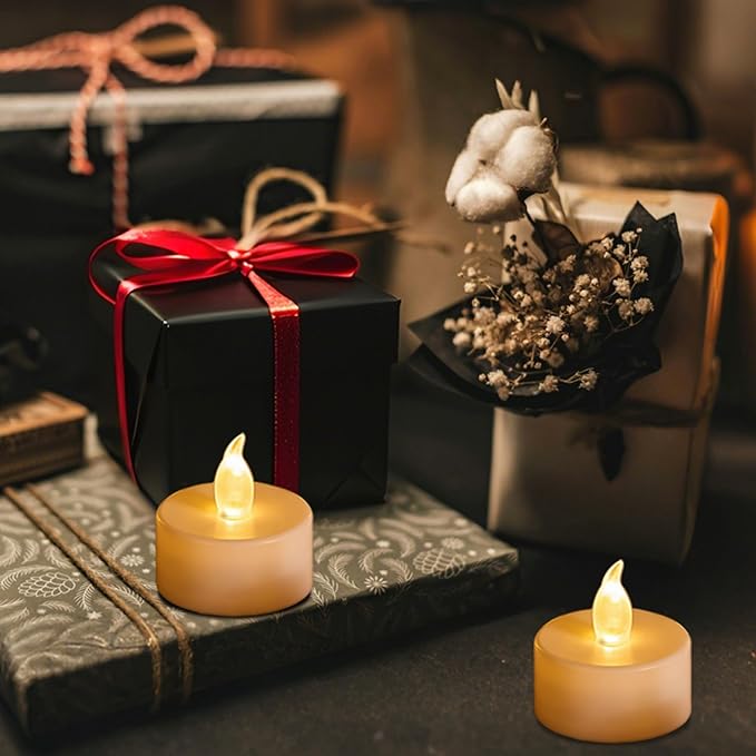 100PCS Flameless LED Tea Lights Candles, Realistic and Bright Flickering Long Lasting 200Hours Battery-Powered, Ideal Party, Wedding, Birthday,Halloween, Christmas ,Home, Table Decoration WarmYellow.