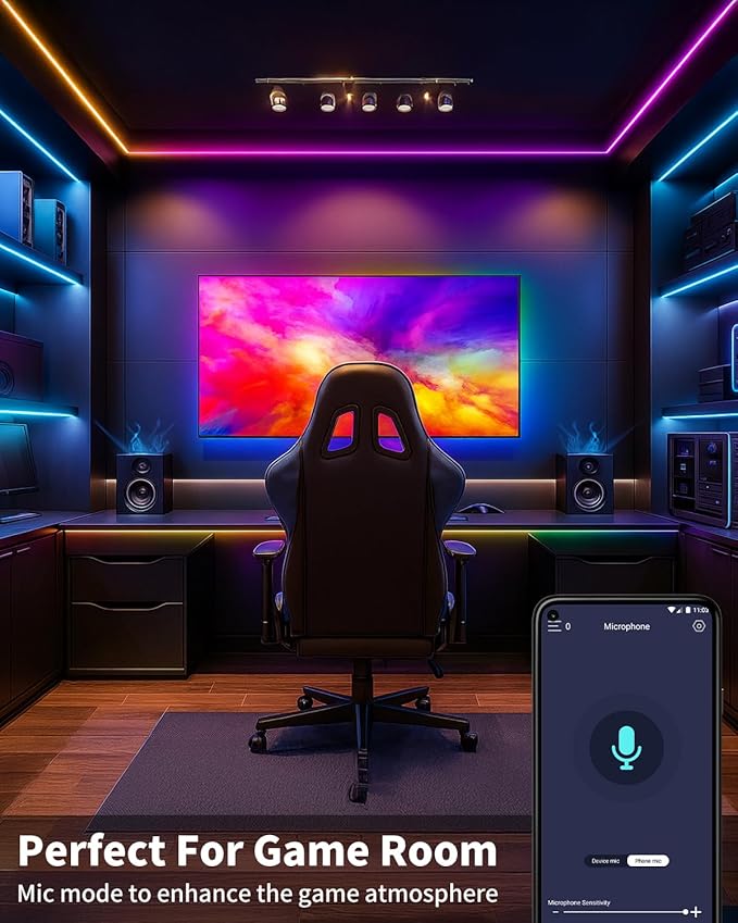 Smart LED Strip Lights 100FT for Bedroom App Control Lighting Bedroom Rome Decor with Remote, RGB Music Sync Color Changing LED Lights for Party,Game Room