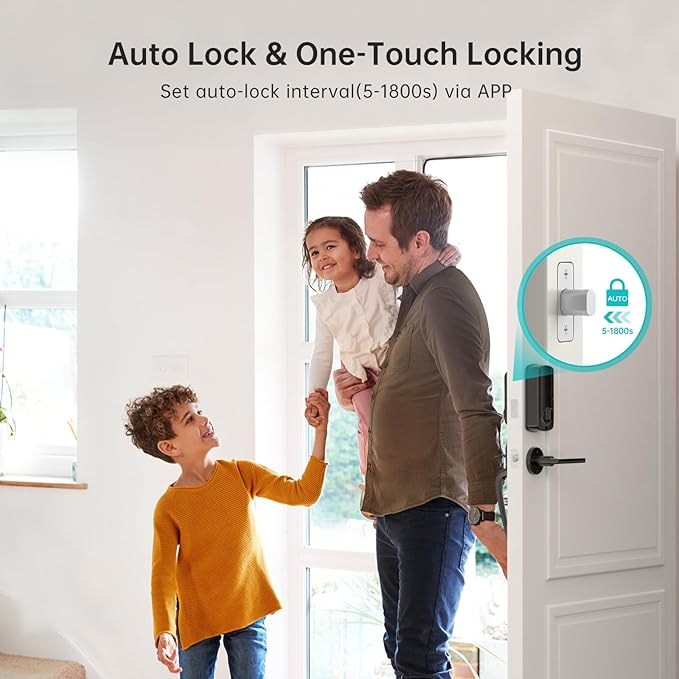 Smart WiFi Front Door Lock: Hornbill Keyless Entry Fingerprint Deadbolt with Handle Set Electronic Digital Keypad Door Locks APP Remote Control Alexa Auto Lock Black