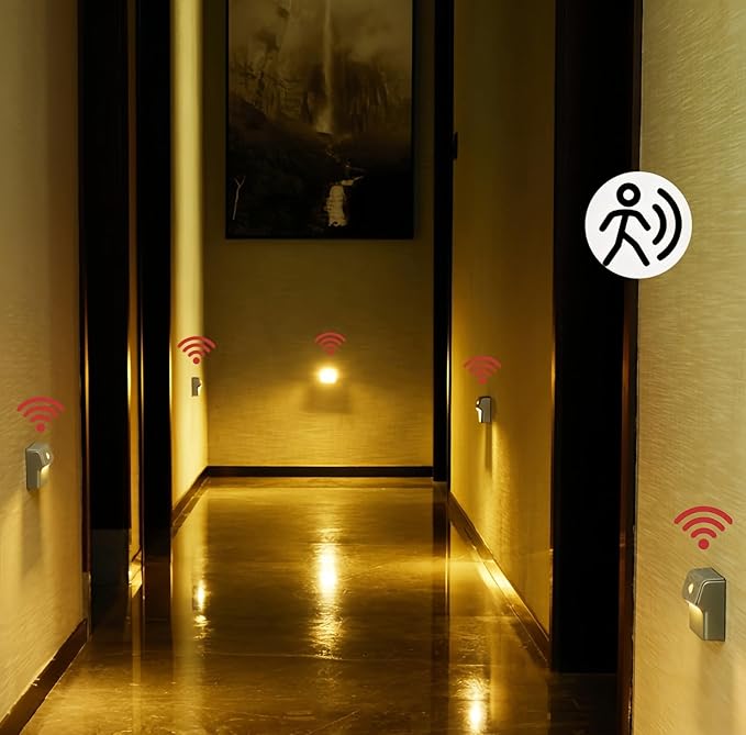 Lancoon 3 Pack Motion Sensor Wall Light with Magnetic Human Body Induction Linkable Soft Lights Rechargeable Sconces Long Lasting for Hallway Staircase Bedroom Corridor