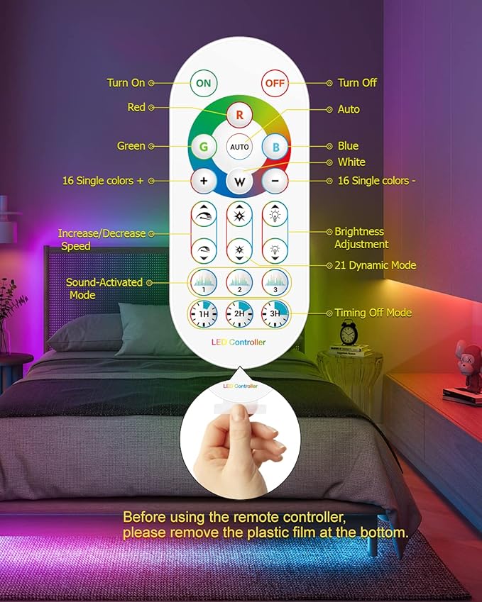 Daymeet LED Strip Lights RGBIC 16.4FT, LED Lights for TV for 55-85 inch TV Led Backlight Rainbow Color Changing Led TV Lights, USB Powered Music Sync Bluetooth APP Control with Remote for Room Bedroom