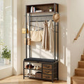 VEVOR Hall Tree with Bench and Shoe Storage, Entryway Bench with Coat Rack, 3 Drawers, 3 Storage Cubbies, 7 Hooks with Soft Cushion for Entryway, Hallway