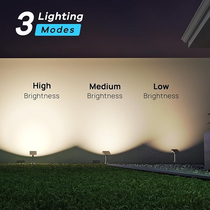 Consciot Solar Lights Outdoor Waterproof, 3 Color Solar Garden Light, Adjustable 170° Spot Lights for Outside Yard Landscape Lighting Pathway Halloween, IP65, Auto On/Off, 4 Pack, WS002UCW