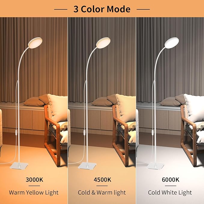 168 LED Floor Lamp, 2-in-1 Convertible Floor/Desk Lamp, 360° Adjustable Gooseneck, [3 Color Temperatures & 10 Brightness Levels], 10W USB Powered for Living Room, Bedroom, Office and Reading