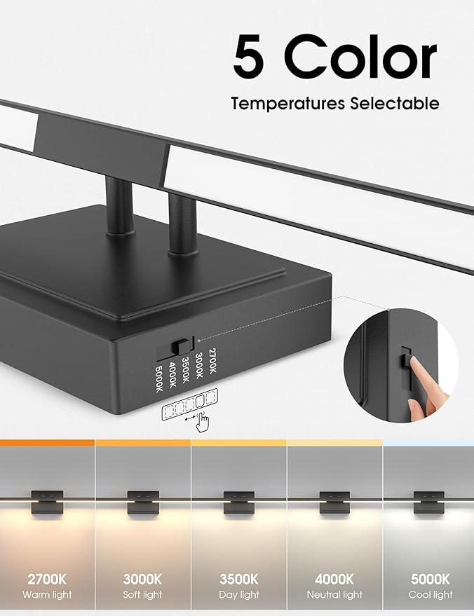 VOLISUN Bathroom Vanity Light 31.5 inch, 5CCT Dimmable, 28W LED Bathroom Light Fixture Over Mirror, Black Bar Vanity Lights for Bathrooms Mirror Cabinets -ETL Certificated