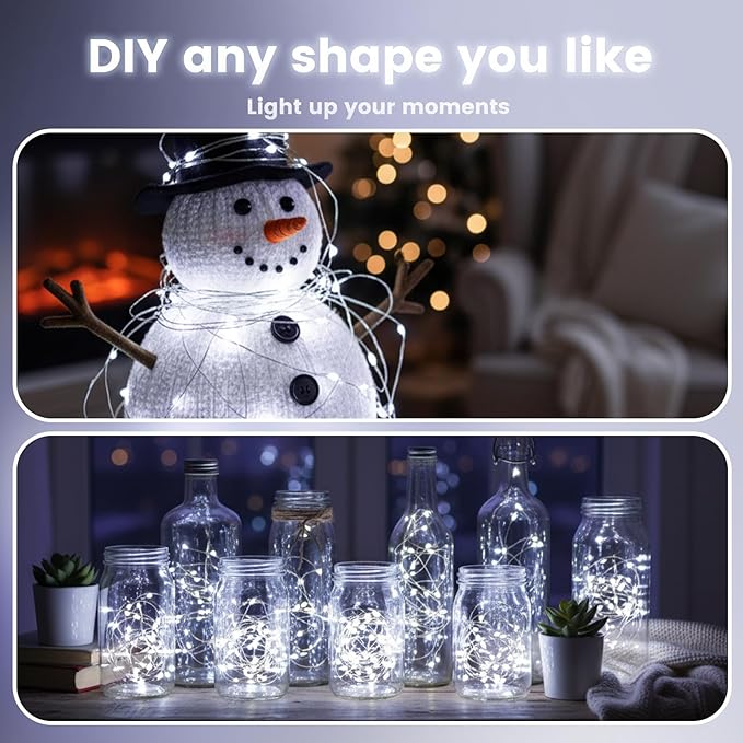DomeStar 30 Pack Fairy Lights Battery Operated, 7Ft 20 LED Waterproof String Lights Wire Firefly Starry Moon Light for DIY Mason Jars Party Centerpiece Table Valentine's Day Decorations Tree Ornament