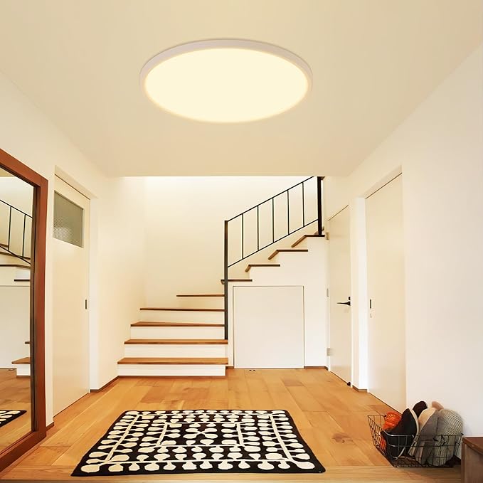 Flush Mount Ceiling Light with Night Light, 11in LED Ceiling Lights with Remote Control, 1800K Nightlights & 3000-6500K Dimmable Lamp Fixture, 24W 2400LM Low Profile for Bedroom, White