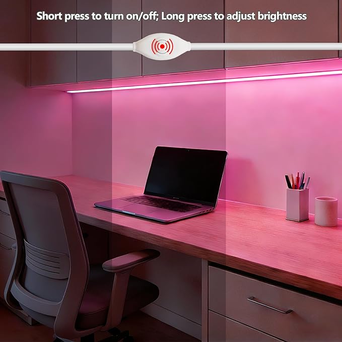 5V LED Strip Lights, Pink USB LED Light Strip, 3.28FT Dimmable Cob LED Strip Light, High Brightness Short LED Strip for Display Cabinet, Living Room, TV Lights