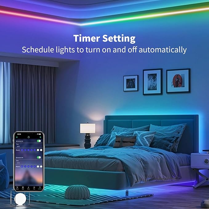 52FT LED Neon RGB+IC Lights, LED Lights with RF Remote & APP Control, Flexible IP65 Waterproof Outdoor,Music Sync,DIY Design, 24V LED Strip Lights for Gaming Livingroom Wall Christmas Decor