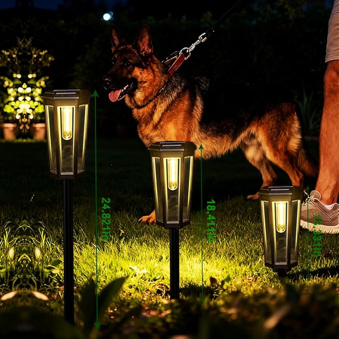 6 Pack Solar Pathway Lights, Outdoor Waterproof (IP65) with 2-in-1 Lighting Modes, Warm White LED for Yard, Lawn, Garden, Patio & Landscape