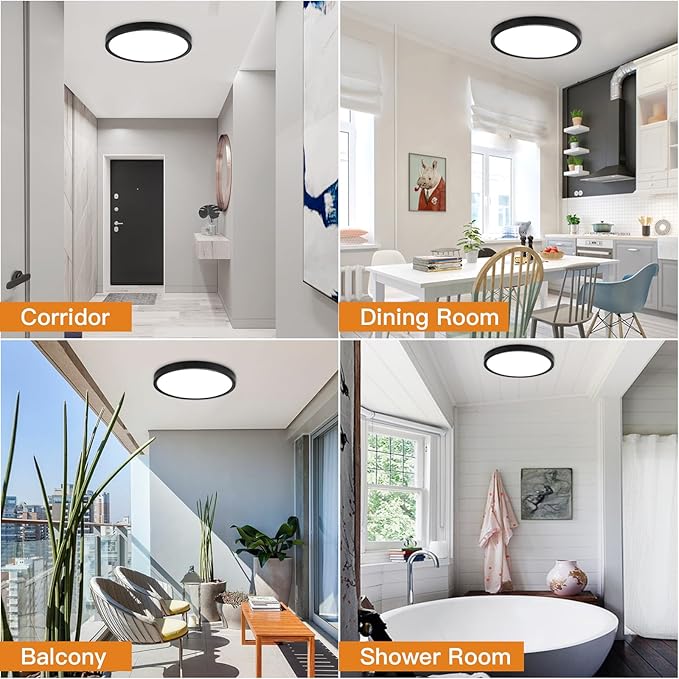 TALOYA Dimmable Flush Mount Ceiling Light,10Inch,20W,5 CCT,LED Ceiling Light Fixture for Bedroom,Kitchen,Living Room,Black