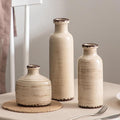 Ceramic Vase Set of 3 White - Ice Creak Bud Vases Set for Flower Centerpieces Decor - Vintage Samll Vase for Pampas Grass - Modern Decoration for Home Farmhouse Table Office, Mini Vase by Lyeec