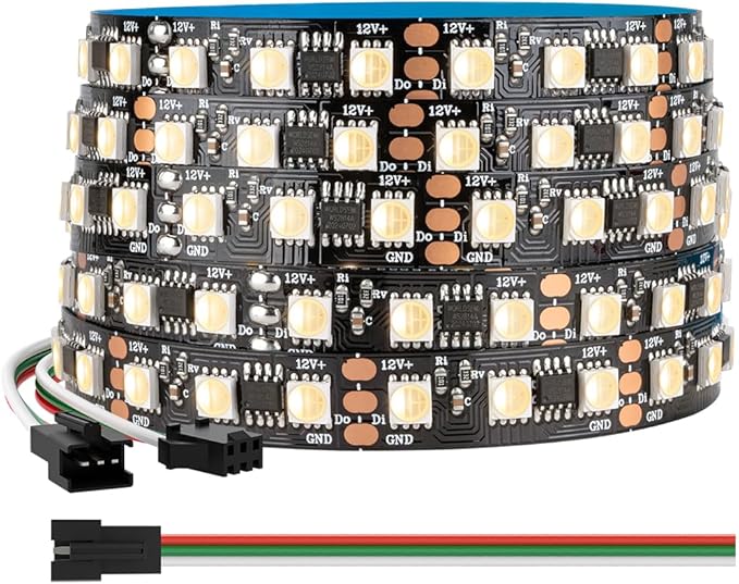 BTF-LIGHTING WS2814 IC RGBW RGB+Warm White(Similar WS2812B) Addressable DC12V 16.4FT 84LED/m 28pixel/m 4 Colors in 1 Dream Color LED Strip 12mm Width PCB IP30 for Home Decor(No Adapter or Controller)