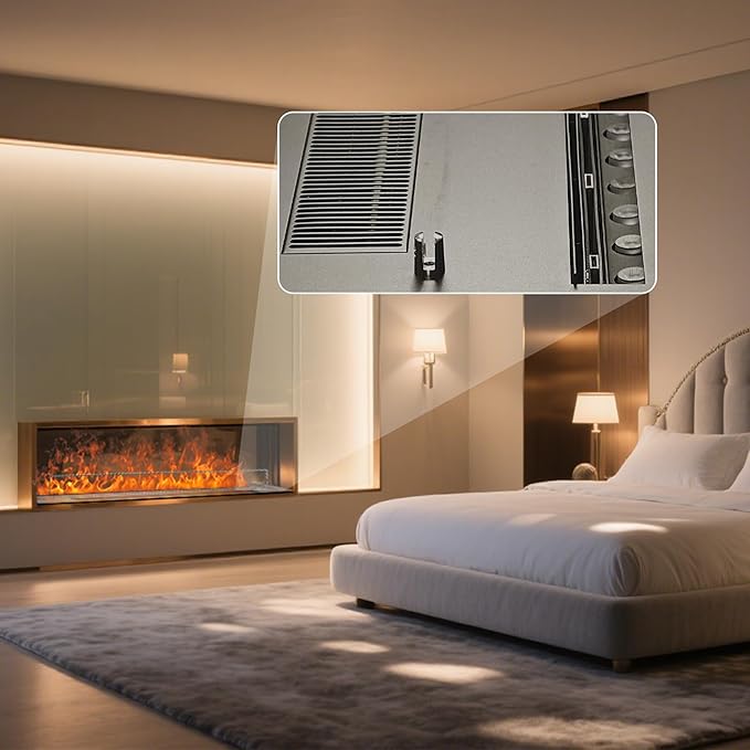 78.7" 3D Water Vapor Electric Fireplace Heater - Humidifier Function,Smart APP/Remote Control,Colorful Realistic Flame, Decorative Steam Atomizing Fireplace for Home, Office, Hotel & Restaurant