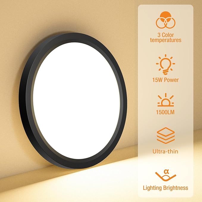 slochi 6 Pack Flush Mount Ceiling Light, 3000K-4000K-6500K Ceiling Light Fixture 7.5Inch, Ultra Thin Round White Flat led Lights for Bathroom Hallways Closet Laundry Bedroom Kitchen