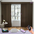 Graywind Rechargeable Smart Curtains Compatible with Alexa App Remote Control Motorized Drape for Sliding Door One-Way or Split Draw, Custom Width Up to 220" (Carob Brown)