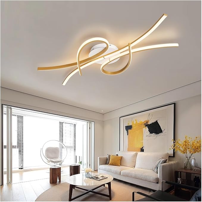 Smart Home Led Pendent Light Living Room Bedroom Study Room Hanging Light Black/Gold Art Decoration Chandelier