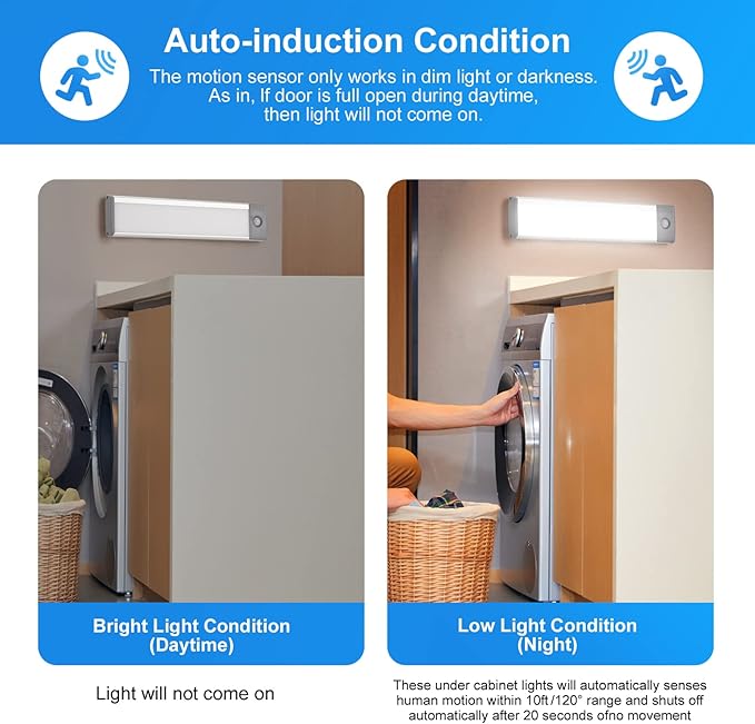30-LED Under Cabinet Lights,USB Rechargeable Kitchen Night Light,Battery Operated Counter Closet Lighting,Wireless Motion Activated Light for Cabinets Cupboard Pantry(Warm Light 2Pack