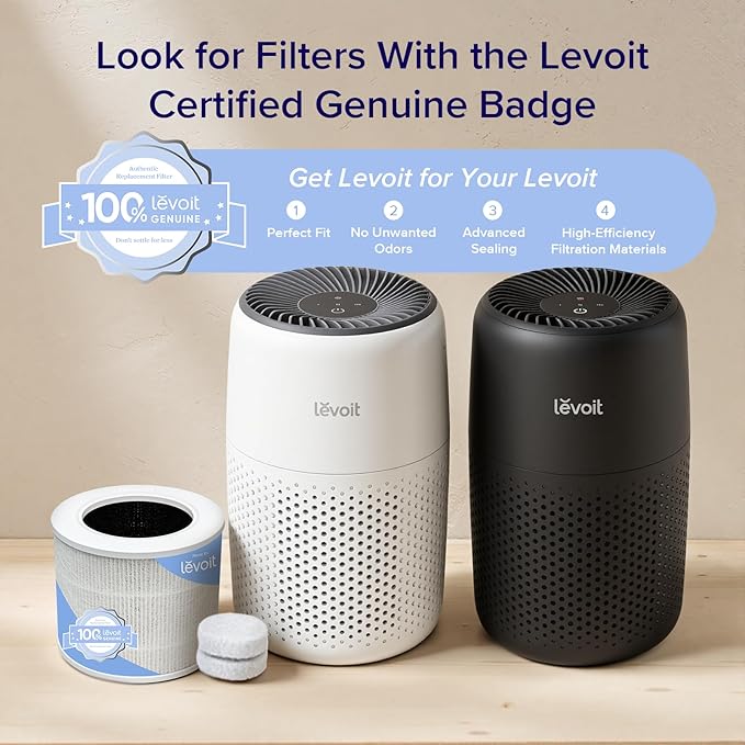 LEVOIT Air Purifiers for Bedroom Home Dorm, AHAM Verified, 3-in-1 Filter Cleaner With Aroma Pad, Filters Smoke, Allergens, Pet Dander, Odor, Dust, Office, Desktop, Core Mini-P, Black