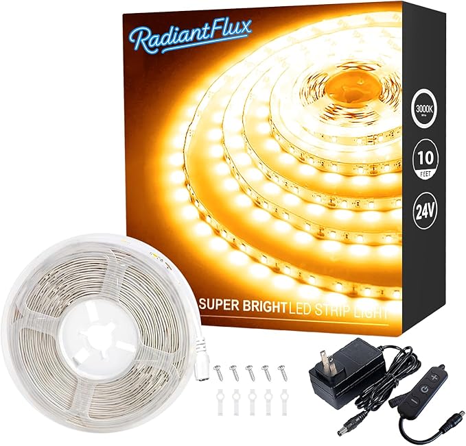Small Led Strip Lights 10 ft Warm, Dimmable LED Lights Strip, 180 Leds, Super Bright LED Tape Rope Lights for Living Room, Bedroom, Kitchen, Vanity Mirror,Flexible Light Strips for Indoor Use