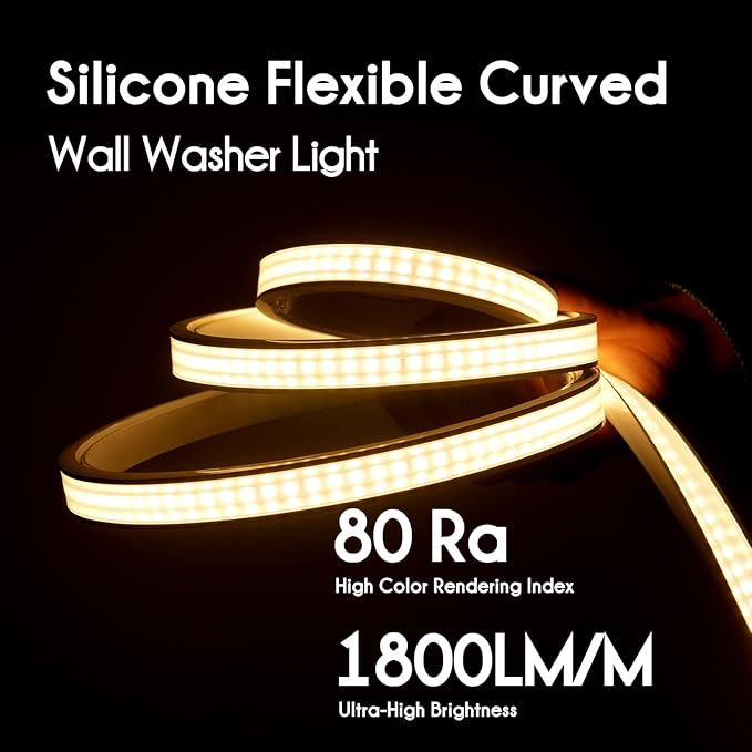 Shine Decor 24V Wall Washer Lights 16.4 FT, UL Listed IP67 Waterproof LED Strip Lights, 6000K Flexible Linear Wall Grazer for Outdoor Commercial Lighting, Buildings, Church Illumination, Hardwired