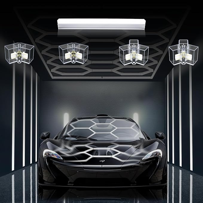 Hexagon LED Garage Light Short Tube Accessory Kit | Includes 440mm (17.3-inch) Short Tube, 2 x 120° Two-Way Connectors, 2 x 120° Y Connectors
