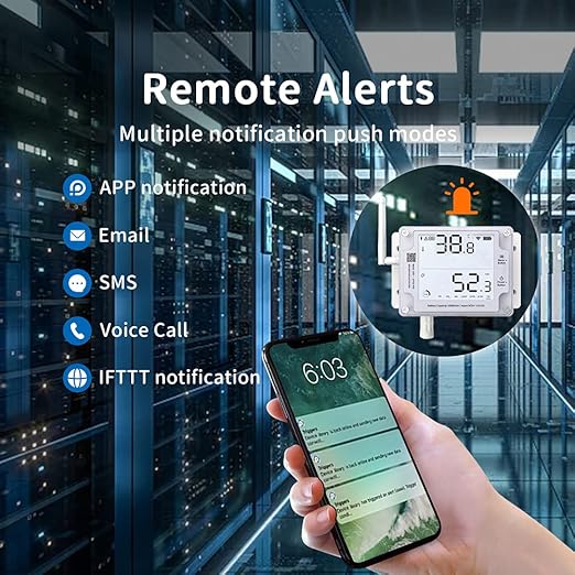 UbiBot GS1-A Smart WiFi Thermometer Hygrometer, IP65 Temperature & Humidity Data Logger, Device Sharing, Scheduled Reports, Multiple Alerts, Local Deployment, Alexa/IFTTT (2.4GHz WiFi)