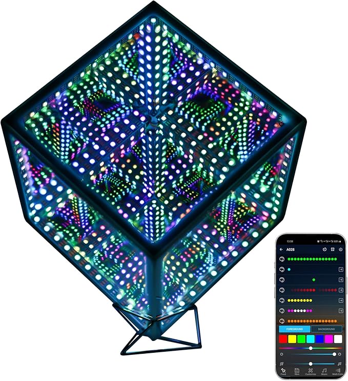 Infinity Hyper Cube LED Table Lamp, Color-Changing Music-Sync APP-Controlled Ambient Light for Gaming, Party, Home (10 Inches)