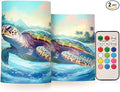 Graffiti Sea Turtle Pattern Flameless Candles Color Changing LED Candles with Remote Control Battery Candles for Outdoor and Indoor Home and Room Decoration, 3'' x 4''/5'' Set of 2 Pieces
