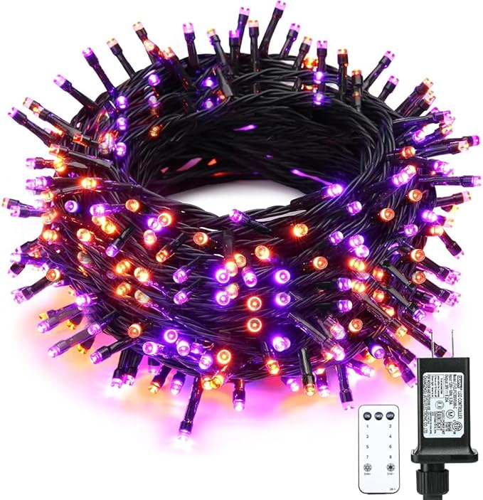 66FT 200 LED String Lights, Purple Halloween Lighting with 8 Modes, Indoor Outdoor Decorative Fairy Light for Holiday, Tree, Window, Party