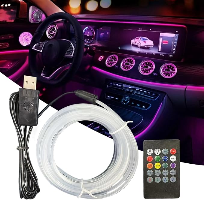 Voice Activated LED Strip - 7 Color Sound Reactive Light, Dynamic Music Bar, Flexible RGB Decorative Tape | Car Interior Trim for Dashboard TV Bedroom Living Room Courtyard Eaves Home Party