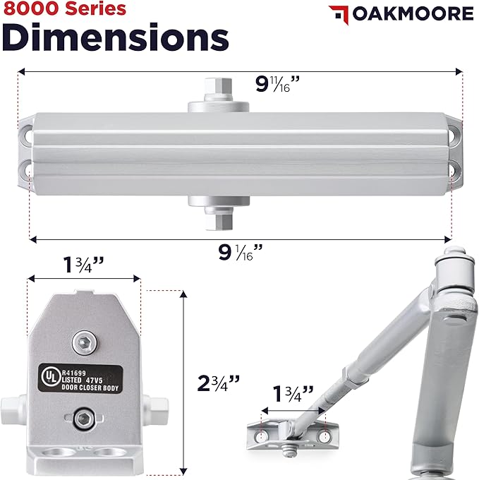 Commercial Heavy Duty Automatic Door Closer, ADA UL Grade 1 Listed Self Closing Door Hinges, Door Closers Commercial High Traffic, Auto Door Closer, Hydraulic Spring Soft Close - Black
