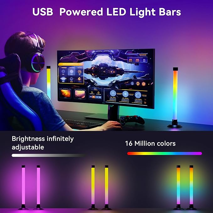 Led Light Bar with Music SynC Color Changing, Led Bar with App & Remote Control, RGB+IC & W Smart RGB Light Bar, USB Powered Led Lights, Dynamic PC Room Monitor Backlight Gaming Accessories