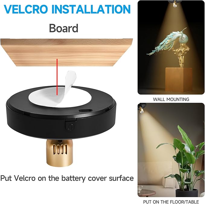 Spotlight Battery Operated, Wireless LED Spot Light, Dimmable 5000mAh Recharging Battery Picture Light with Remote Control for Wall Plant Tree Indoor Wall Display Painting Dartboard Artwork, 2 Pack