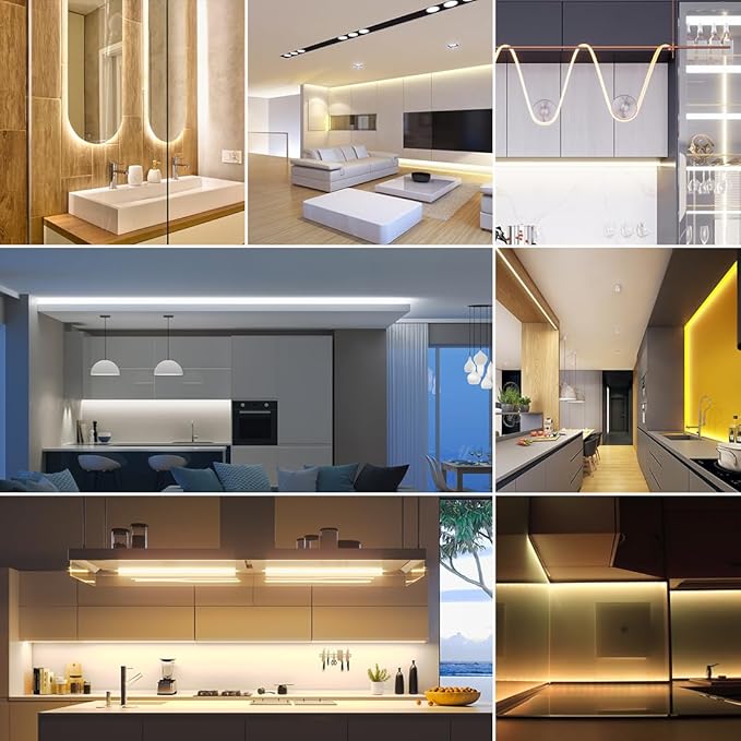 BTF-LIGHTING FCOB COB LED Strip IP65 480LED/m Flexible High Density Uniform Light 9W/m 16.4FT DC24V Daylight White 6000K CRI 90+ 8mm Width for Home Indoor Decor(No Adapter or Controller)
