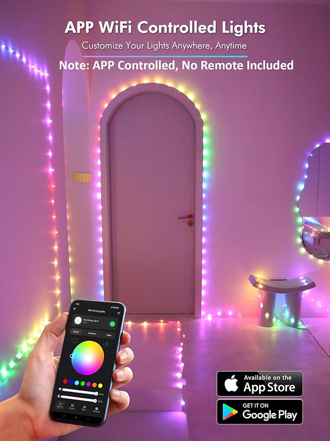 BrizLabs Smart Fairy String Lights, 66ft 200 LED WiFi Easter Fairy Lights App Control, Dimmable Pastel Light Rainbow Christmas Lighting, Music Sync RGB Xmas Lighting Work with Alexa & Google Home